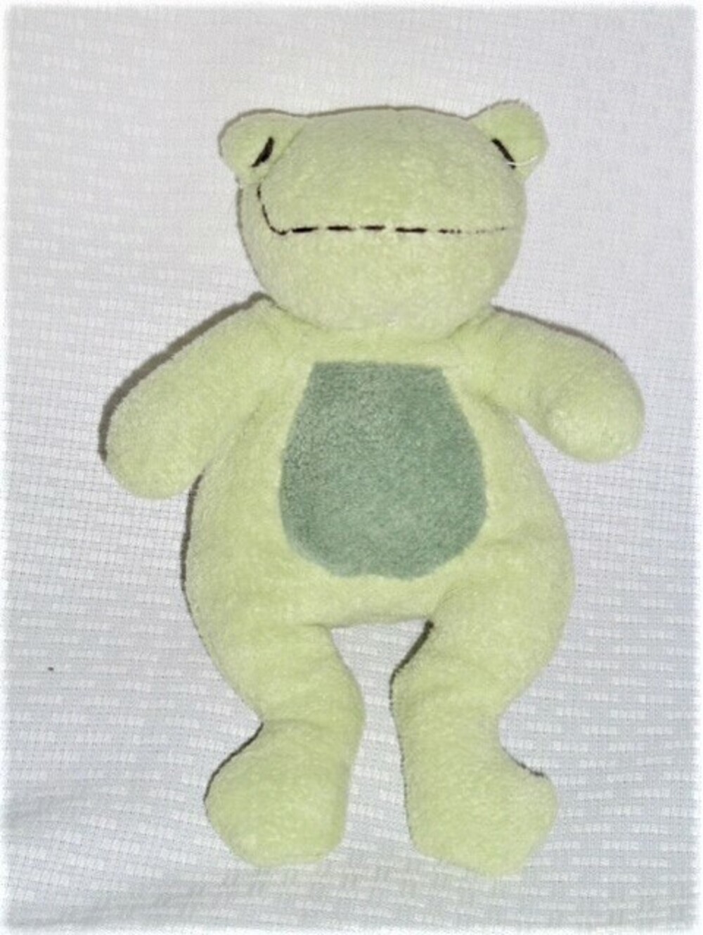 BLANKETS & BEYOND FROG Plush Stuffed Animal rattle green chamois suede 8"